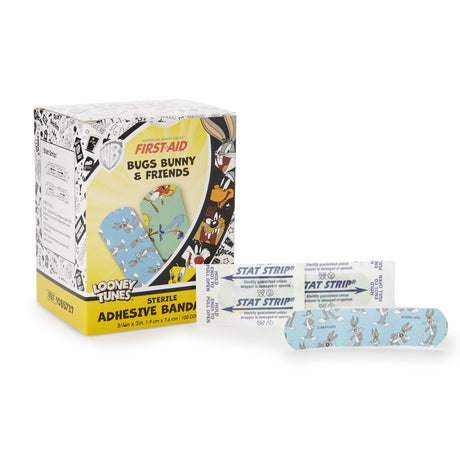 Adhesive Strip Looney Tunes™ Stat Strip® Plastic Kid Design (Bugs and Daffy) 3/4 X 3 Inch Sterile - BeHope