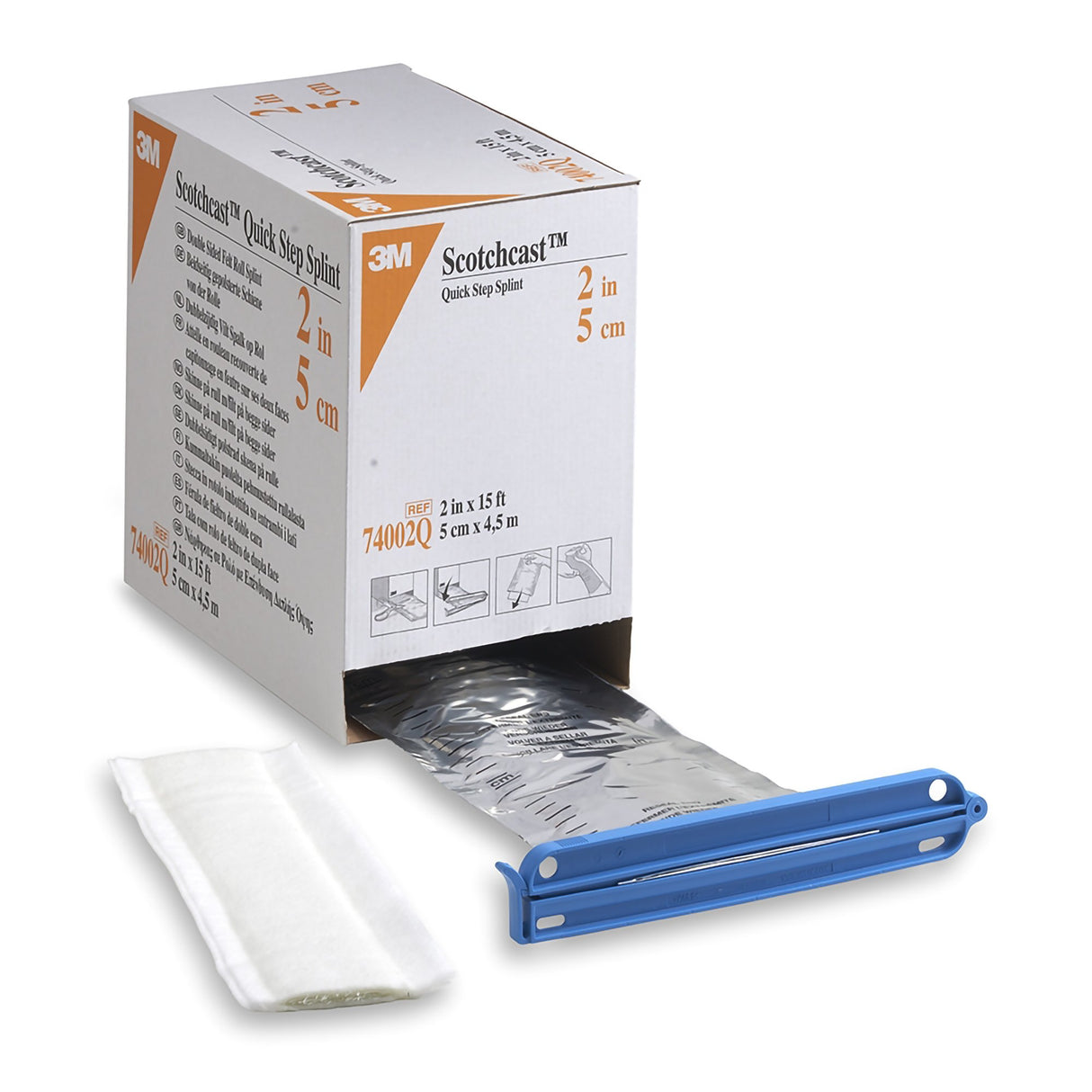 Padded Splint Roll 3M™ Scotchcast™ Quick Step Double Sided Felt 2 Inch X 15 Foot Felt / Fiberglass White - BeHope