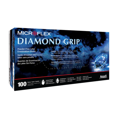 Exam Glove Diamond Grip™ X-Large NonSterile Latex Standard Cuff Length Textured Fingertips White Not Rated - BeHope