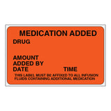 Pre-Printed Label Shamrock Anesthesia Label Fluorescent Red MEDICATION ADDED / DRUG / AMOUNT / ADDED BY / DATE TIME / THIS LABEL MUST BE AFFIXED TO ALL INFUSION / FLUIDS CONTAINING ADDITIONAL MEDICATION Black Medication Instruction 1-1/2 X 2-1/2 Inch - BeHope