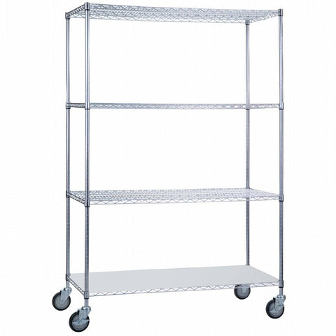 Rolling Wire Cart Steel Frame 24 X 48 X 78 Inch Chrome - Behope