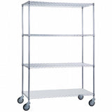 Rolling Wire Cart Steel Frame 24 X 48 X 78 Inch Chrome - Behope