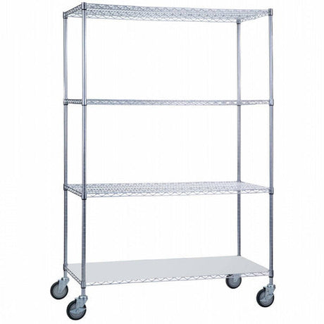 Rolling Wire Cart Steel Frame 24 X 48 X 78 Inch Chrome - Behope