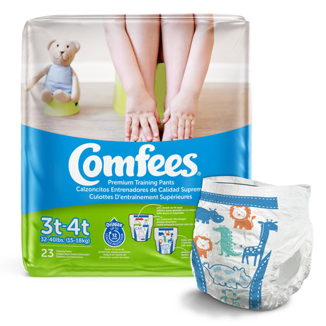 Male Toddler Training Pants Comfees® Pull On with Tear Away Seams Size 3T to 4T Disposable Moderate Absorbency - BeHope