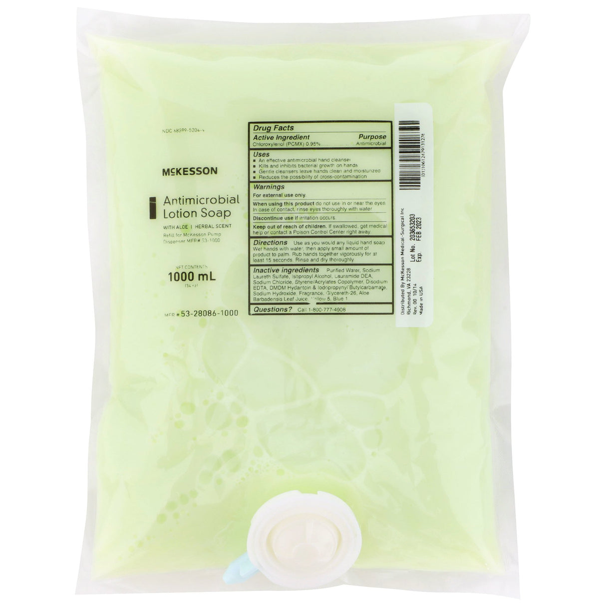 Antimicrobial Soap McKesson Lotion 1,000 mL Dispenser Refill Bag Herbal Scent - BeHope