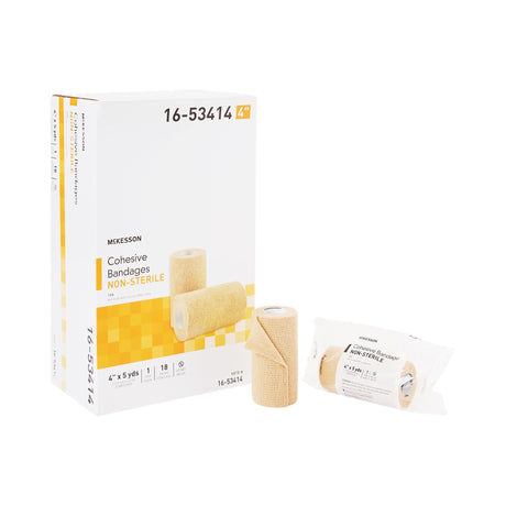 Cohesive Bandage McKesson 4 Inch X 5 Yard Self-Adherent Closure Tan NonSterile Standard Compression - BeHope