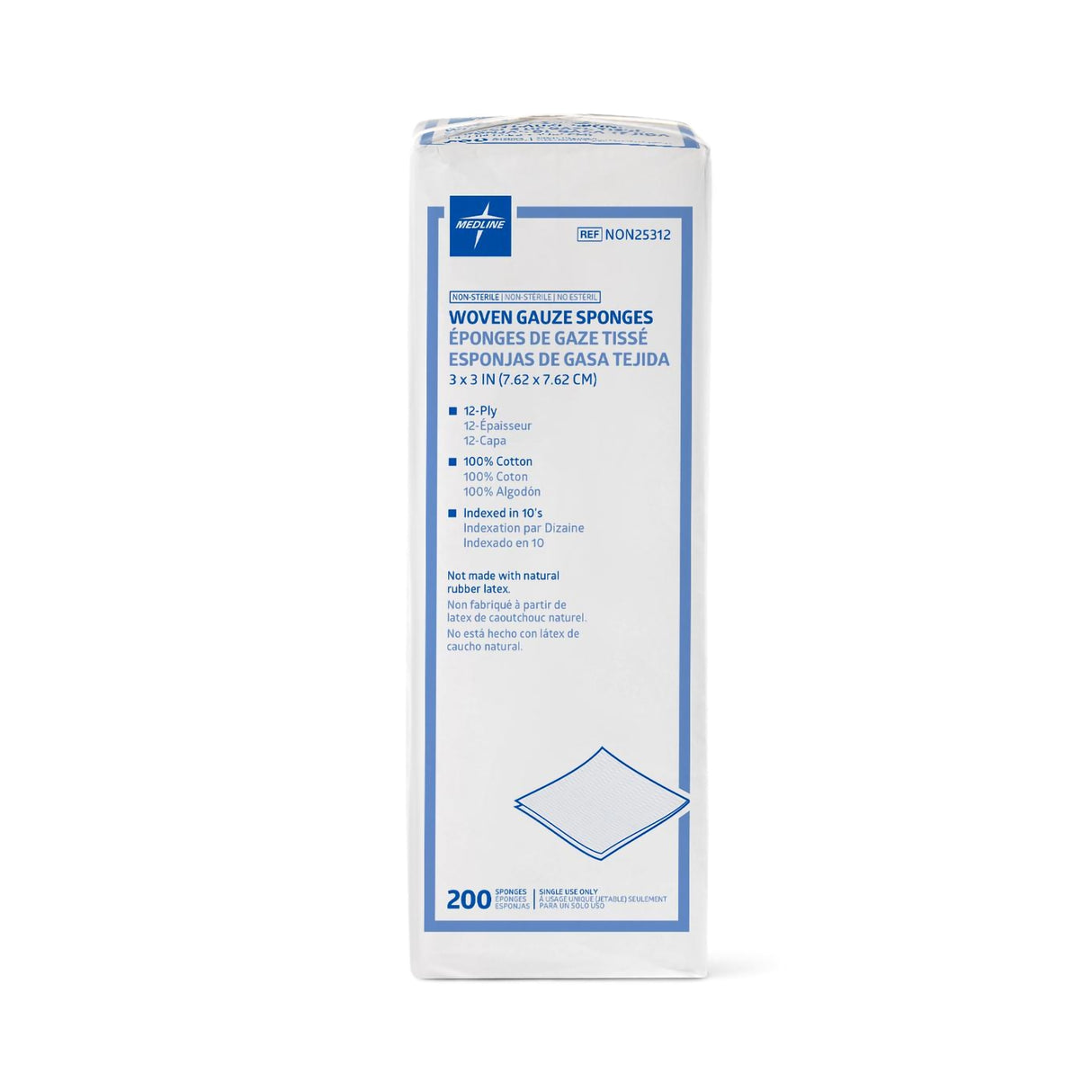 Gauze Sponge Medline 3 X 3 Inch 12-Ply NonSterile 200 per Pack - BeHope