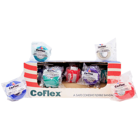 Cohesive Bandage CoFlex® 1 Inch X 5 Yard Self-Adherent Closure Teal / Blue / White / Purple / Red / Green NonSterile 14 lbs. Tensile Strength - BeHope
