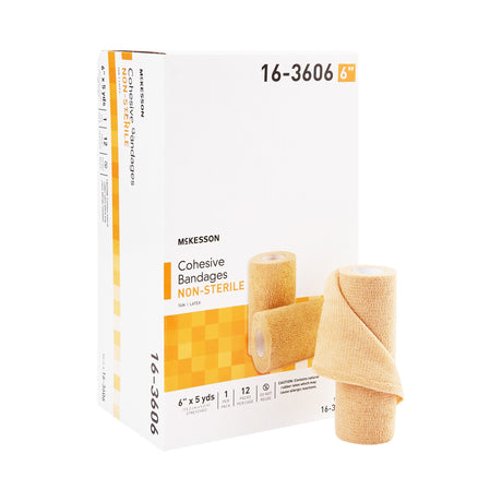 Cohesive Bandage McKesson 6 Inch X 5 Yard Self-adherent Closure Tan NonSterile Standard Compression - BeHope