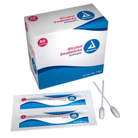 Impregnated Swabstick Dynarex® 70% Strength Isopropyl Alcohol Individual Packet NonSterile - BeHope