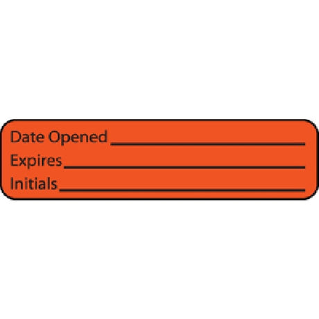 Pre-Printed / Write On Label MedVision® Auxiliary Label Orange Paper DATE OPENED____/EXPIRE___/Initials Black Quality Control Label 5/16 X 1-1/4 Inch - BeHope
