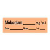 Drug Label Timemed Anesthesia Label Midazolam_mg/mL Date_Time_Int._ Orange 1/2 X 1-1/2 Inch - BeHope