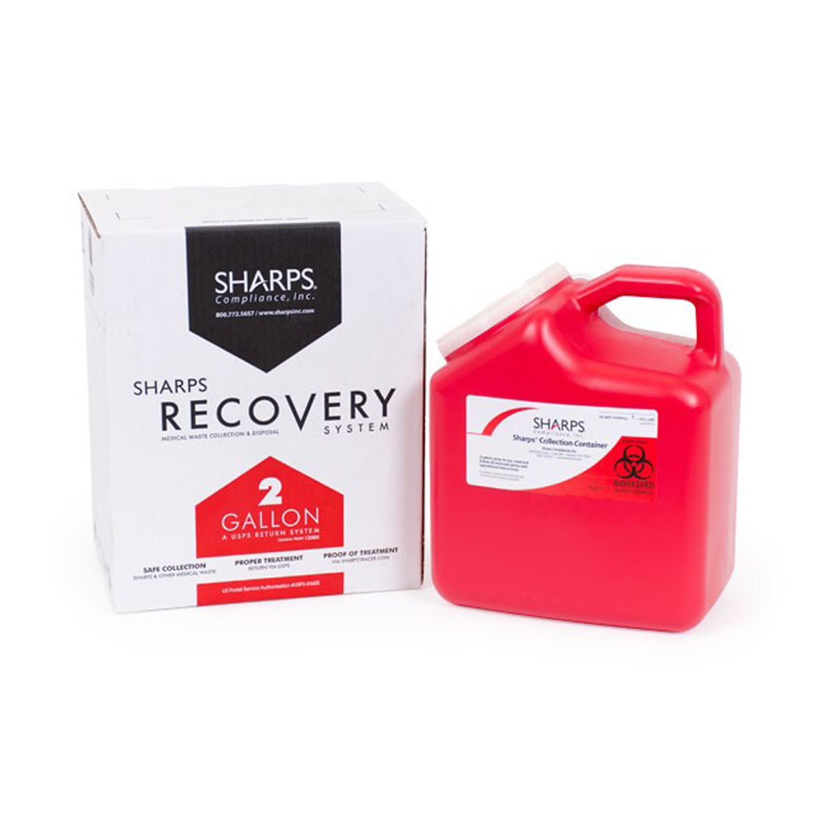 Mailback Sharps Container The Sharps Disposal By Mail System® PRO-TEC® Red Base 11 H X 6 W X 9 L Inch Vertical Entry 2 Gallon - BeHope