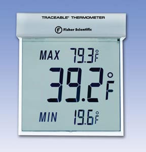 Digital Thermometer Fisherbrand™ Traceable® Big-Digit See-Thru™ Celsius -25° to +70°C Internal Sensor Window / Wall Mount Battery Operated - BeHope