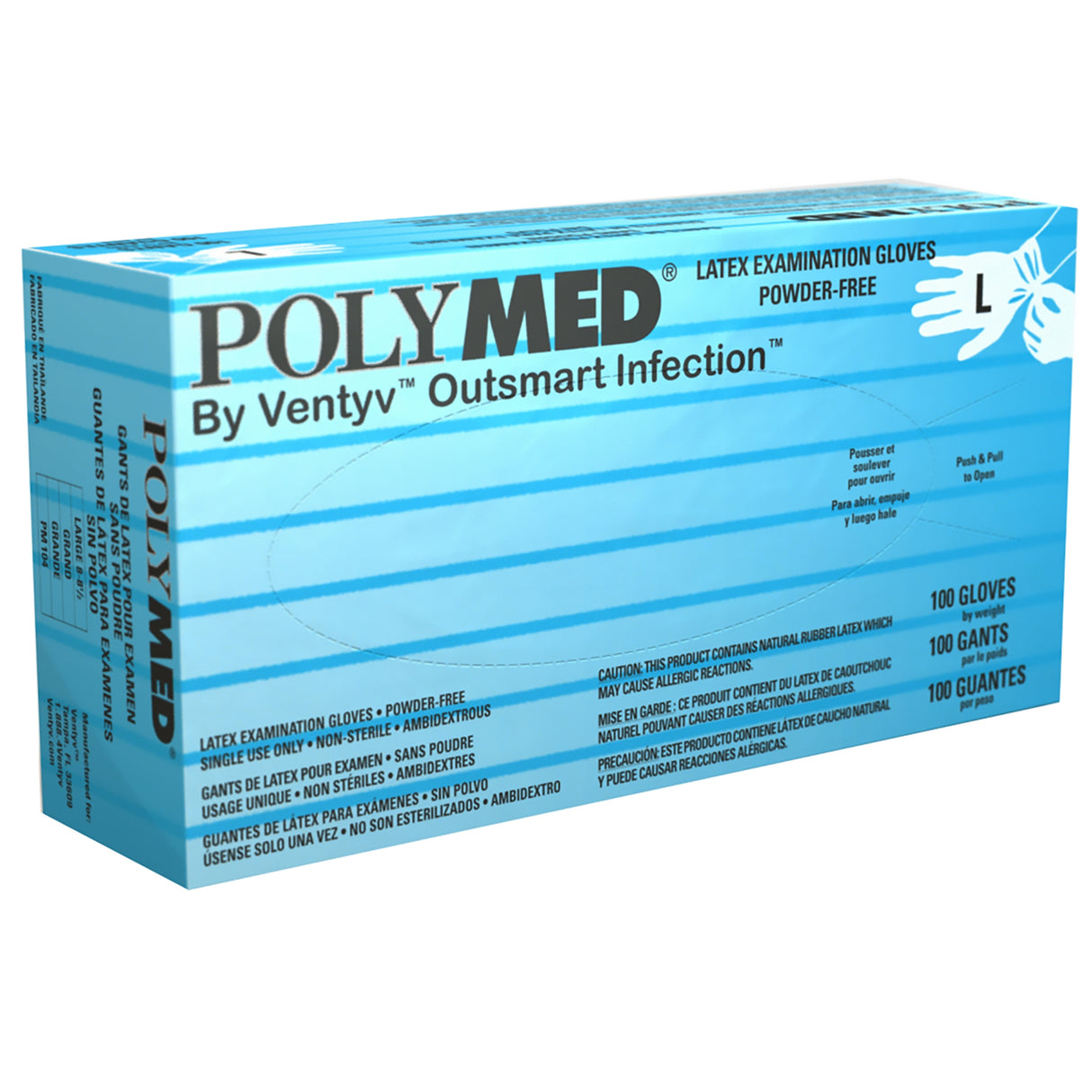 Exam Glove Polymed® Large NonSterile Latex Standard Cuff Length Fully Textured Ivory Not Rated - BeHope