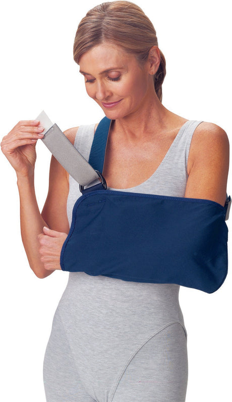 Arm Sling with Padded Strap Procare® Blue Vogue D-Ring / Hook and Loop Strap Closure Small - BeHope