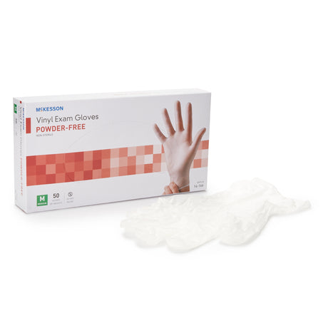 Exam Glove McKesson Confiderm® Medium NonSterile Vinyl Standard Cuff Length Smooth Clear Not Rated - BeHope