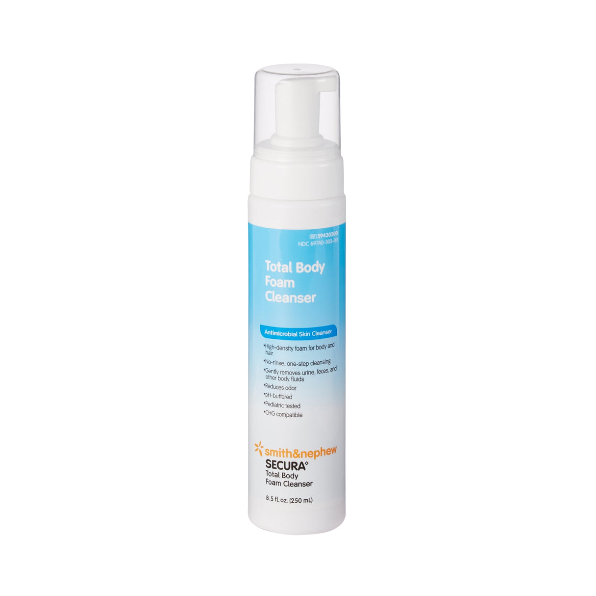 Rinse-Free Antimicrobial Body Wash Secura™ Total Body Foaming 8.5 oz. Pump Bottle Scented - BeHope