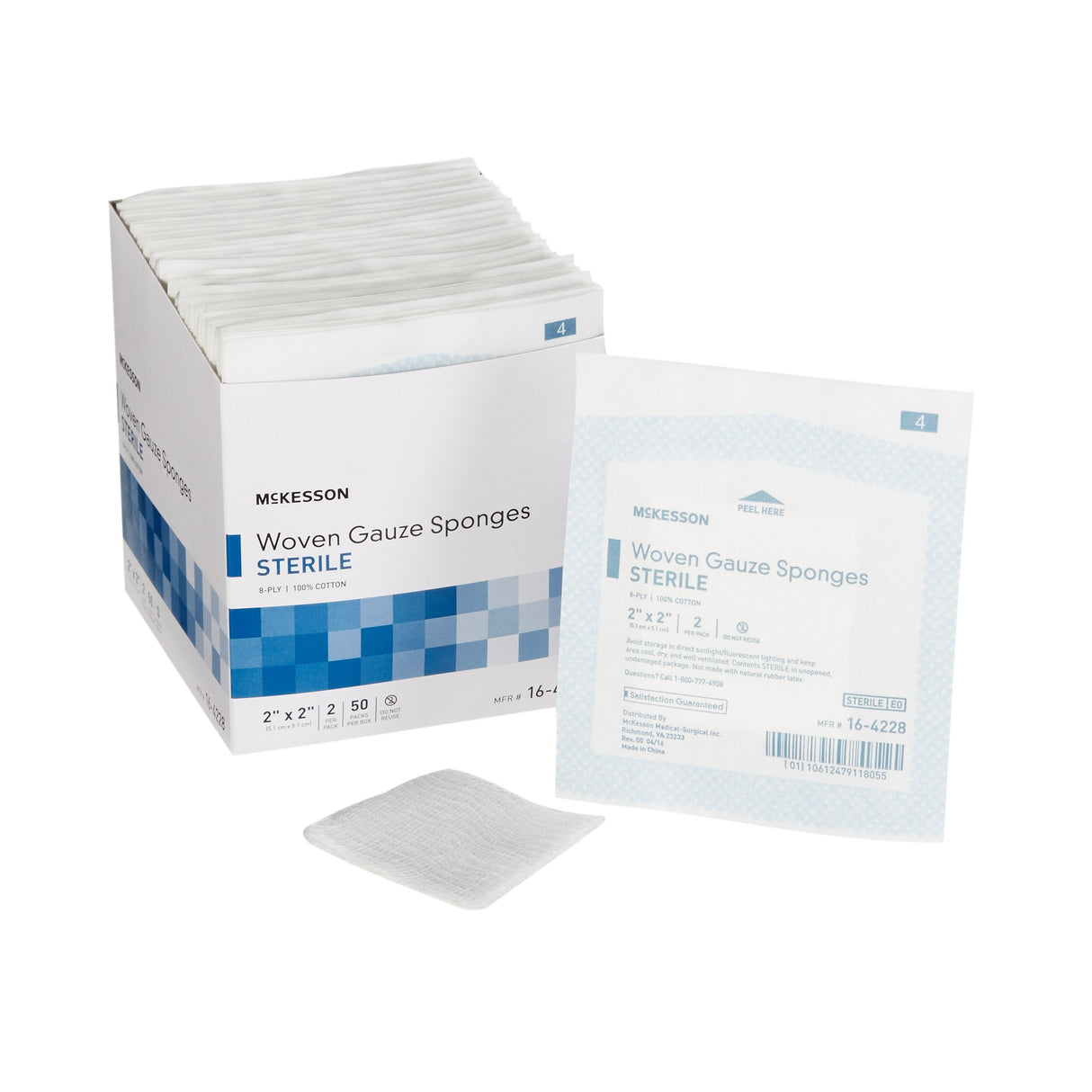 Gauze Sponge McKesson 2 X 2 Inch 8-Ply Sterile 2 per Pack - BeHope