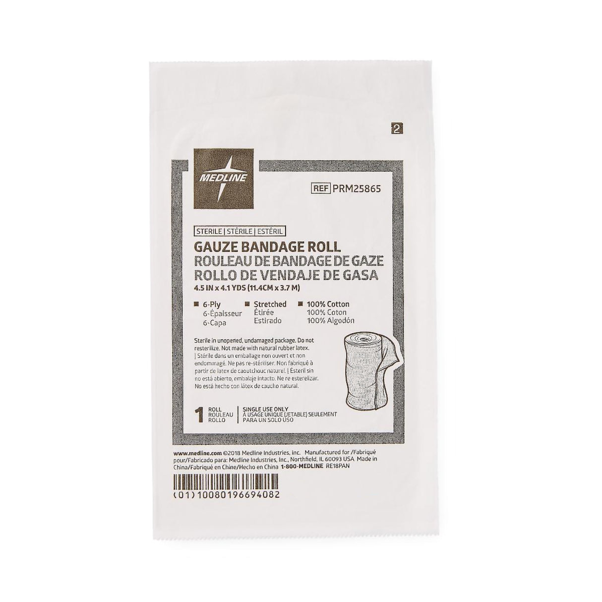 Fluff Bandage Roll Medline Essentials 4-1/2 Inch X 4-1/10 Yard 6-Ply Sterile 1 per Pack - BeHope