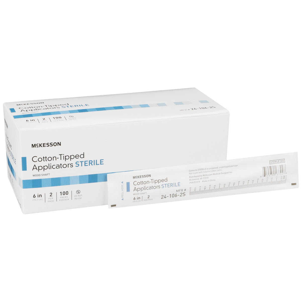 Swabstick McKesson Cotton Tip Wood Shaft 6 Inch Sterile 2 per Pack - BeHope