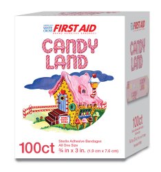 Adhesive Strip Stat Strip® Plastic Kid Design (Candy Land) 3/4 X 3 Inch Sterile - BeHope