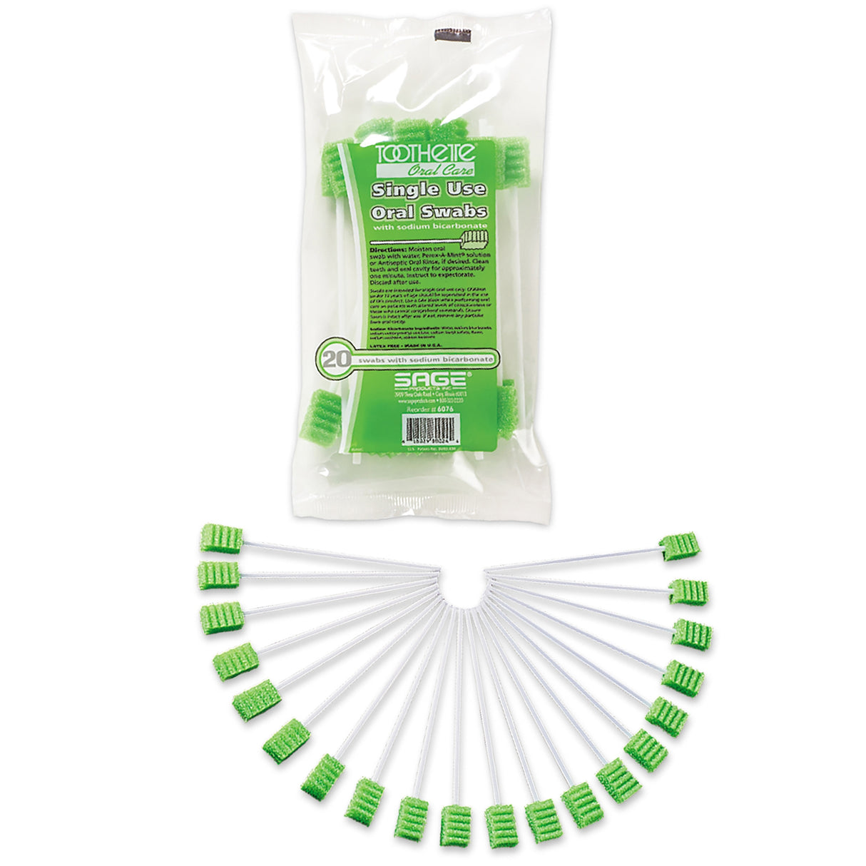 Oral Swab Toothette® Plus Sodium Bicarbonate Foam Tip 20 per Pack - BeHope