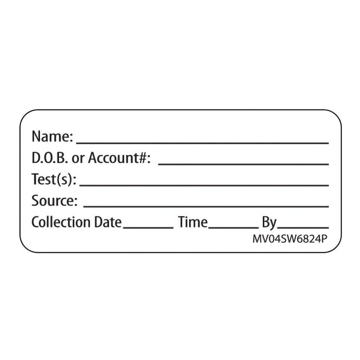 Pre-Printed / Write On Label MedVision® Auxiliary Label White Paper Name_DOB_Test_Source_Collection Date_ Black Patient Information 1 X 2-1/4 Inch - BeHope