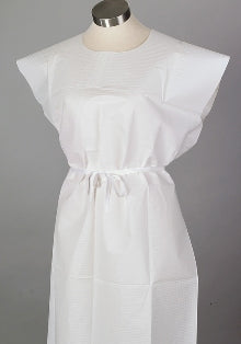 Patient Exam Gown TIDI® Medium White Disposable - BeHope