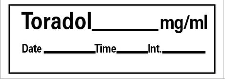 Drug Label Barkley® Anesthesia Label Tape Toradol_mg/mL Date_Time_Int White 1/2 X 1-1/2 Inch - BeHope