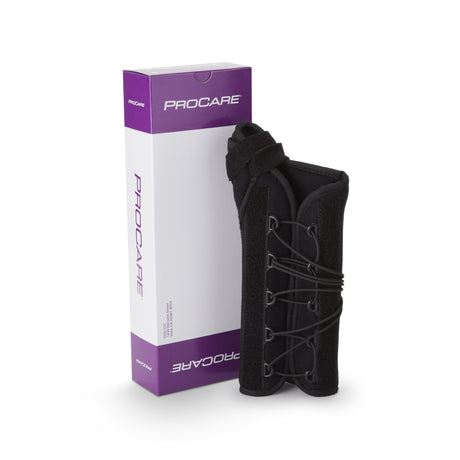 Wrist Brace with Thumb Spica ProCare® Quick-Fit® W.T.O. Aluminum / Foam / Nylon Right Hand Black One Size Fits Most - BeHope