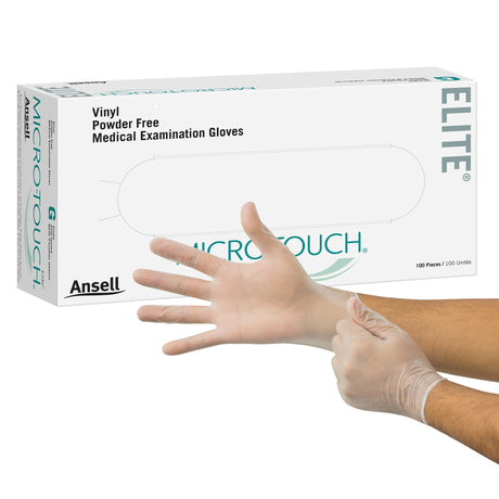 Exam Glove Micro-Touch® Elite® Large NonSterile Stretch Vinyl Standard Cuff Length Smooth Ivory Not Rated - BeHope