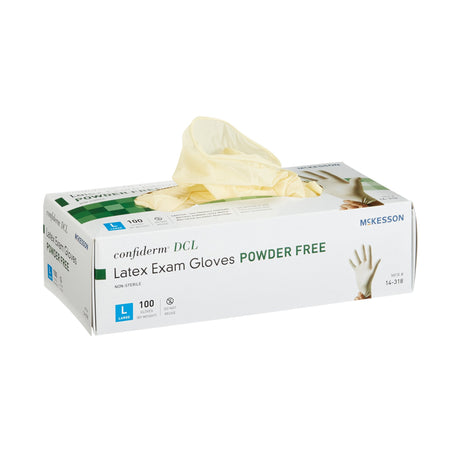 Exam Glove McKesson Confiderm® Large NonSterile Latex Standard Cuff Length Smooth Ivory Not Rated - BeHope