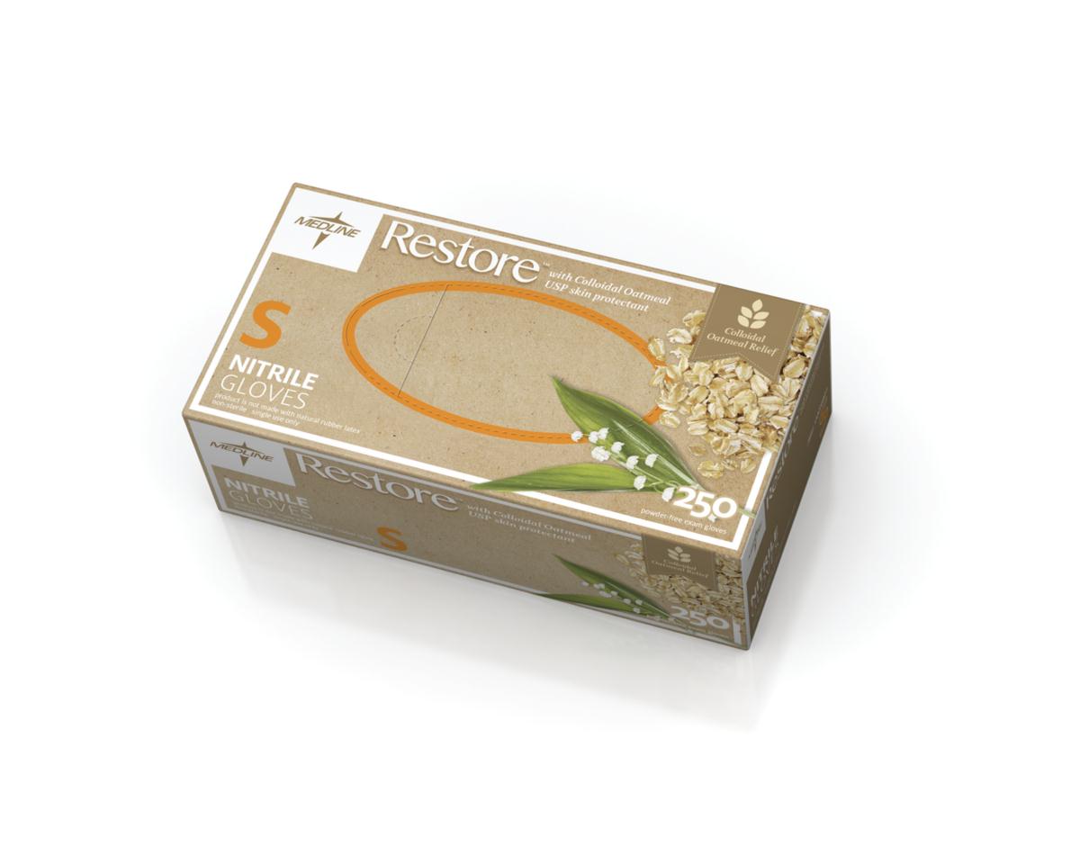 Restore Nitrile Powder-free Medium Exam Glove With Colloidal Oatmeal Skin Protectant Boxes Of 250