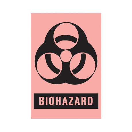 Pre-Printed Label Timemed Caution Label Fluorescent Red Paper Biohazard / Symbol Black Biohazard 2 X 3 Inch - BeHope