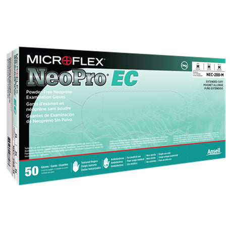 Exam Glove NeoPro® EC Medium NonSterile Polychloroprene Extended Cuff Length Textured Fingertips Green Chemo Tested - BeHope