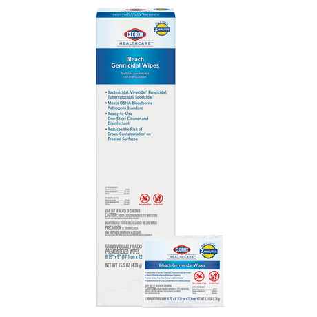 Surface Disinfectant Clorox Healthcare® Premoistened Germicidal Manual Pull Wipe 50 Count Individual Packet Fruity Floral Bleach Scent NonSterile - BeHope