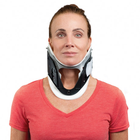 Rigid Cervical Collar ProCare® Preformed Adult One Size Fits Most One-Piece / Trachea Opening 1-3/4 to 3-1/2 Inch Height 11 to 23 Inch Neck Circumference - BeHope