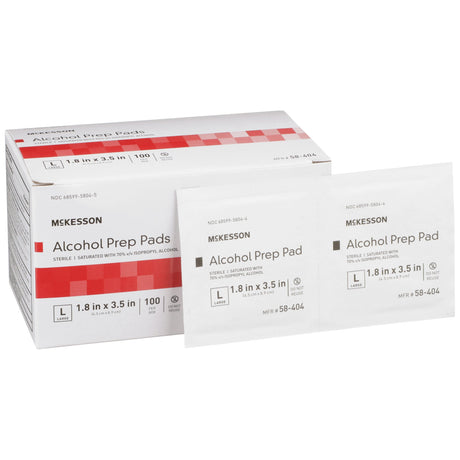 Alcohol Prep Pad McKesson 70% Strength Isopropyl Alcohol Individual Packet Large Sterile - BeHope