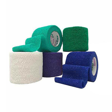 Cohesive Bandage CoFlex® NL 2 Inch X 5 Yard Self-Adherent Closure Teal / Blue / White / Purple / Green NonSterile 12 lbs. Tensile Strength - BeHope