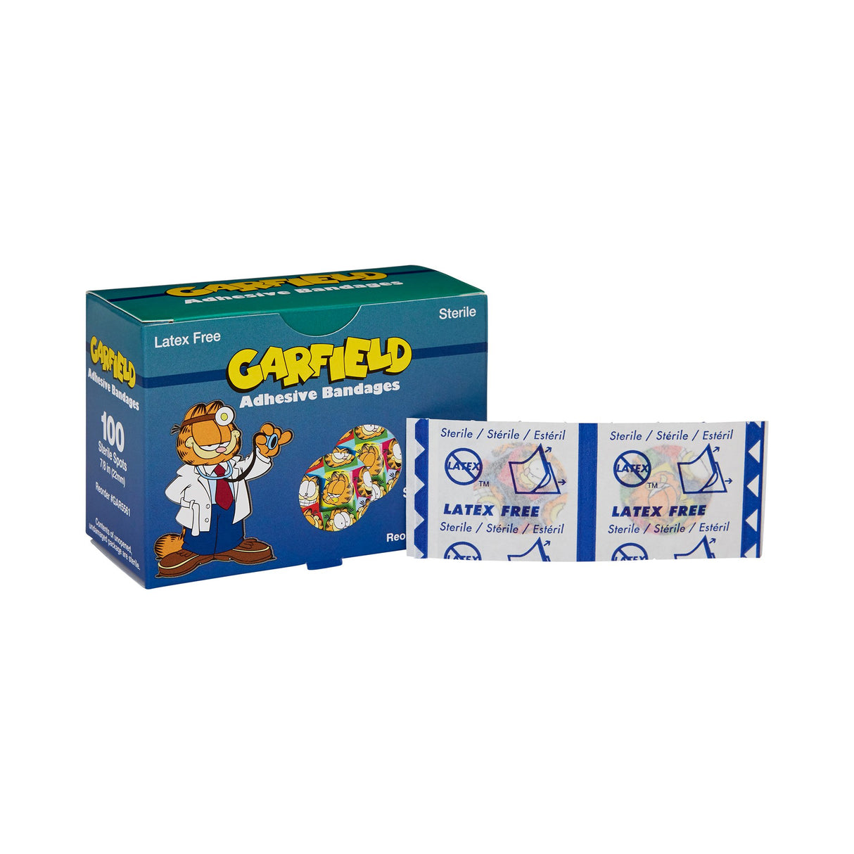 Adhesive Spot Bandage ASO 7/8 Inch Plastic Round Kid Design (Garfield) Sterile - BeHope