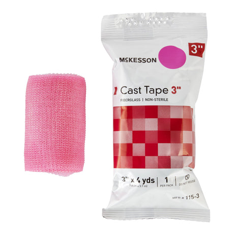 Cast Tape McKesson 3 Inch X 12 Foot Fiberglass Pink - BeHope