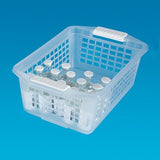 Storage Basket Flip and Stack Semi-Clear Plastic 4-1/2 X 8 X 12-1/4 Inch - BeHope