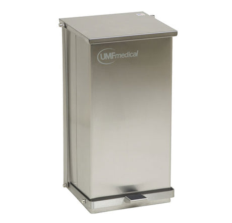 Trash Can Umf Medical™ 48 Quart / 12 Gal. Silver Stainless Steel Rectangular - Behope