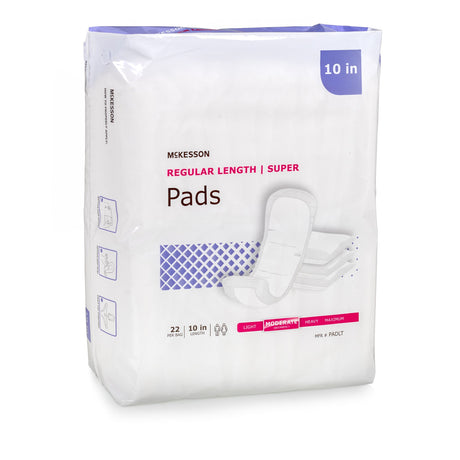 Bladder Control Pad McKesson Super 10 Inch Length Moderate Absorbency Polymer Core One Size Fits Most - BeHope