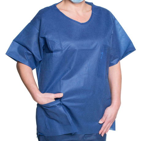 Scrub Shirt 2X-Large Dark Blue 2 Pockets Short Sleeve Unisex - BeHope