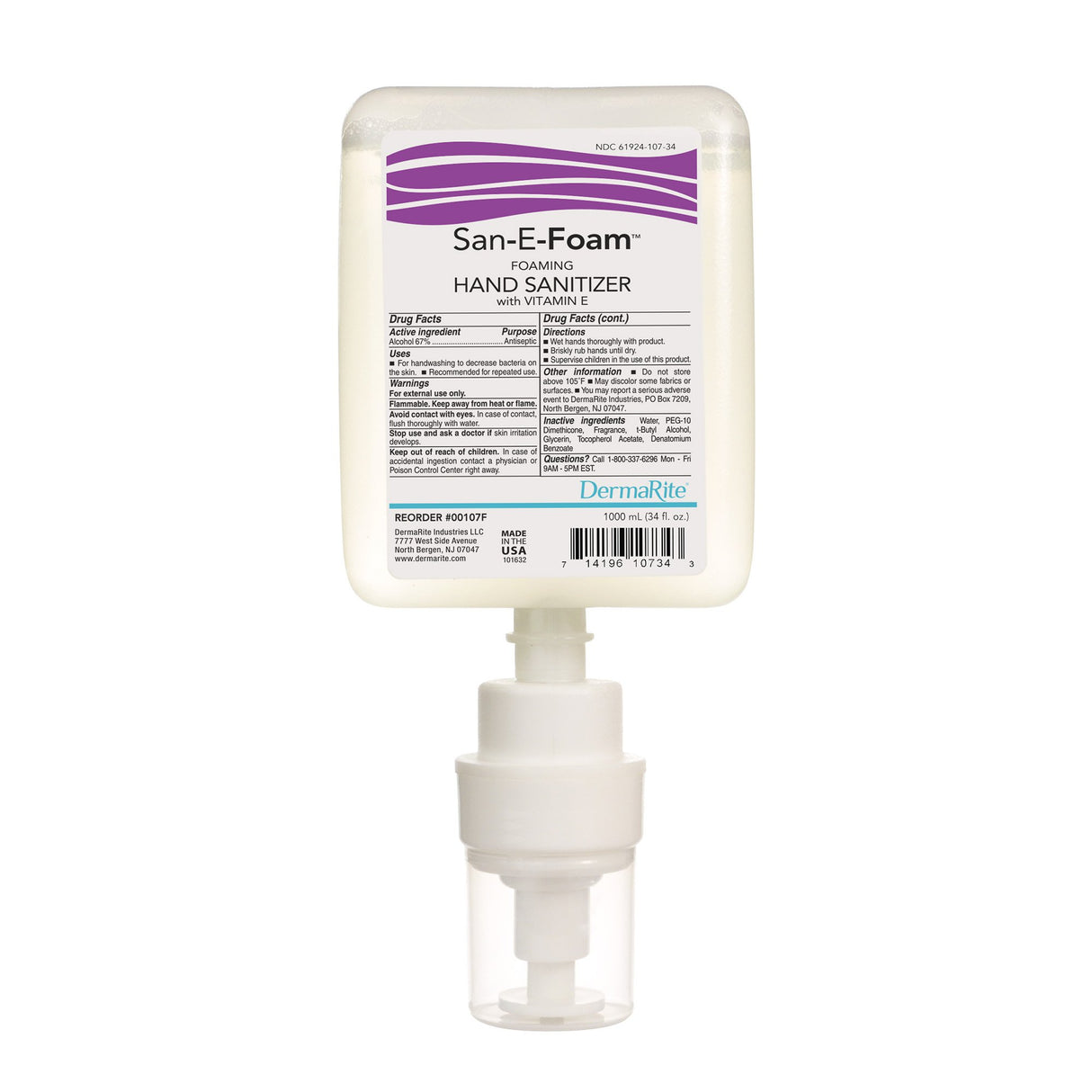 Hand Sanitizer San-E-Foam™ 1,000 mL Ethyl Alcohol Foaming Dispenser Refill Bottle - BeHope