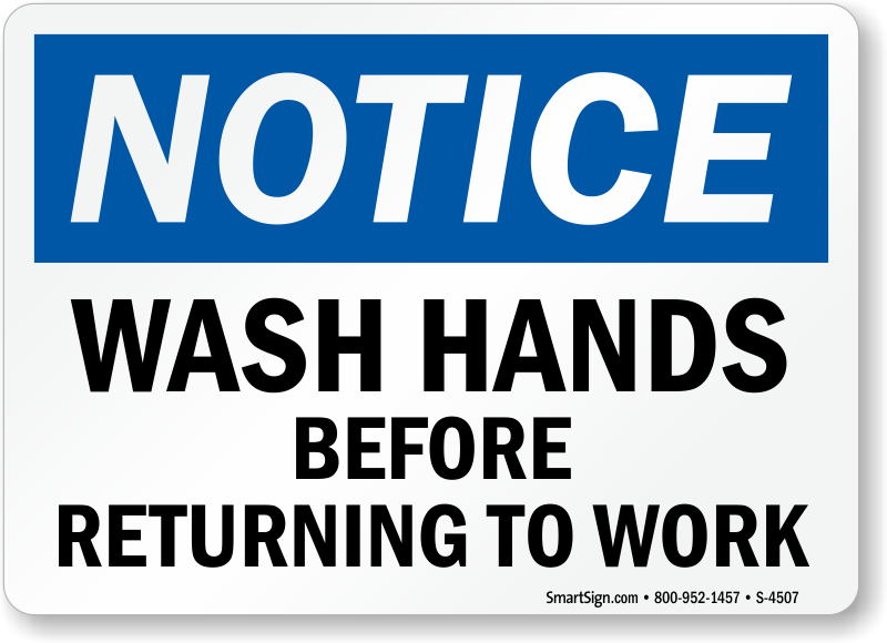 Door Sign Notice Wash Hands Before Returning To Work - BeHope