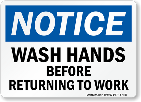 Door Sign Notice Wash Hands Before Returning To Work - BeHope