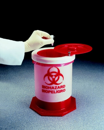 Biohazard Waste Container Thermo Scientific™ Nalgene™ White Base 11 H X 8-3/4 Diameter Inch Vertical Entry 1.5 Gallon - BeHope